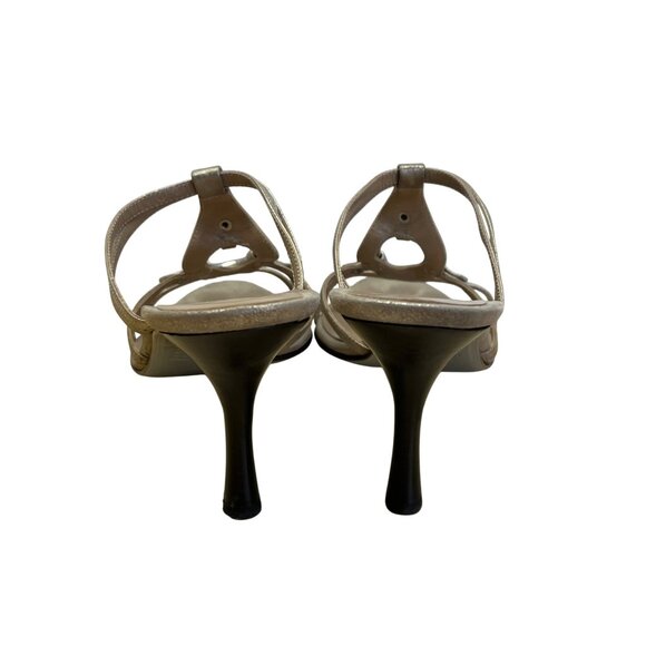 Talbots Women’s Metallic Leather With Ring Accent Heeled Sandals Size 9.5 M - Picture 5 of 9
